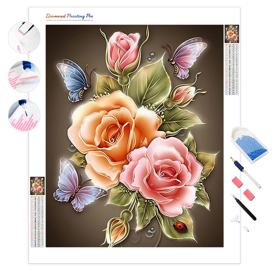 Butterfly on Rose | Diamond Painting