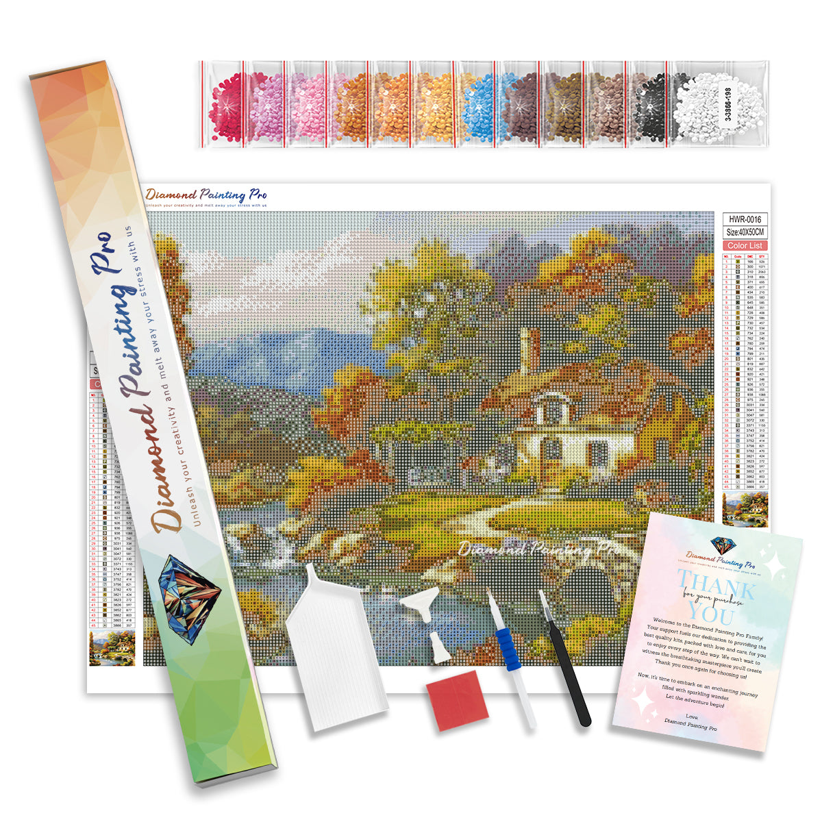 Autumn Cottage by the River | Diamond Painting