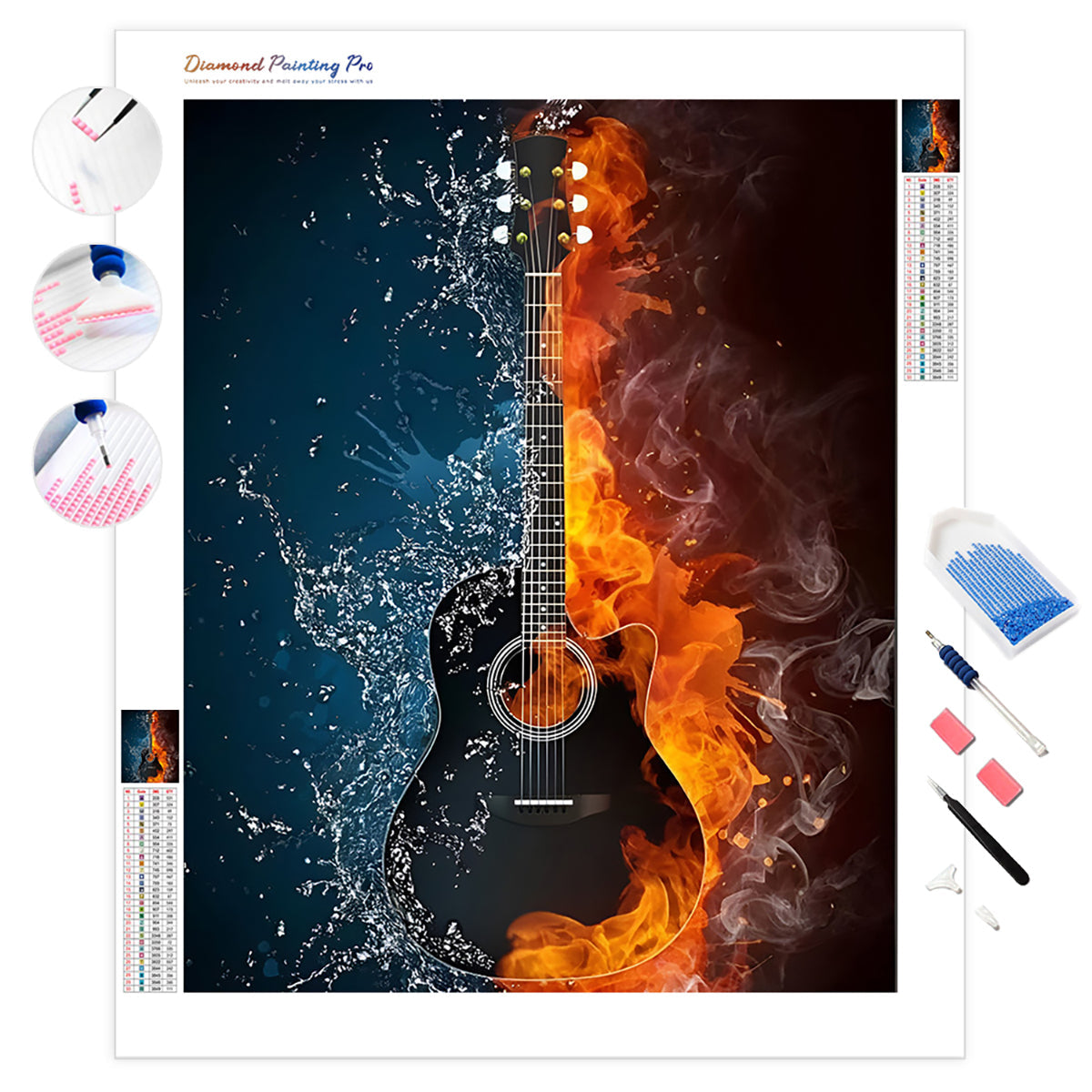 Fire & Water Guitar | Diamond Painting