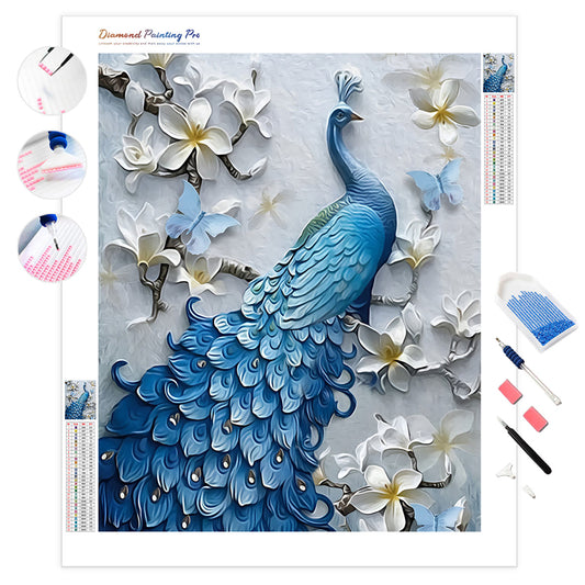 Blue Peacock Flower | Diamond Painting