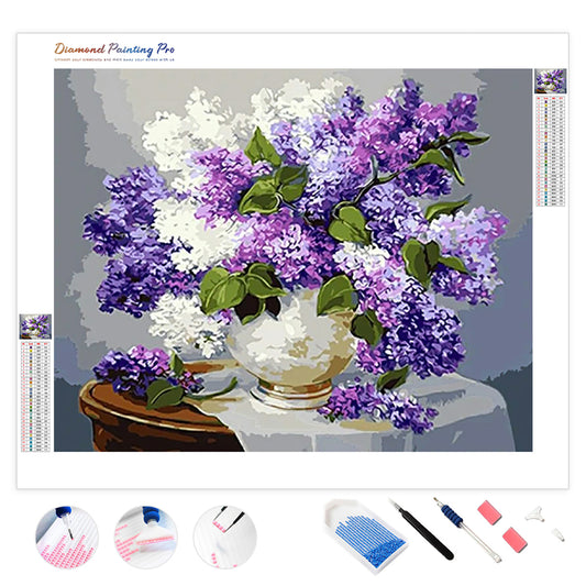 Purple and White Lilac | Diamond Painting