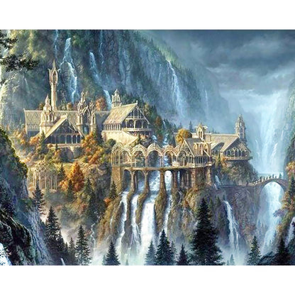 Dream Mysterious Castle Waterfall | Diamond Painting