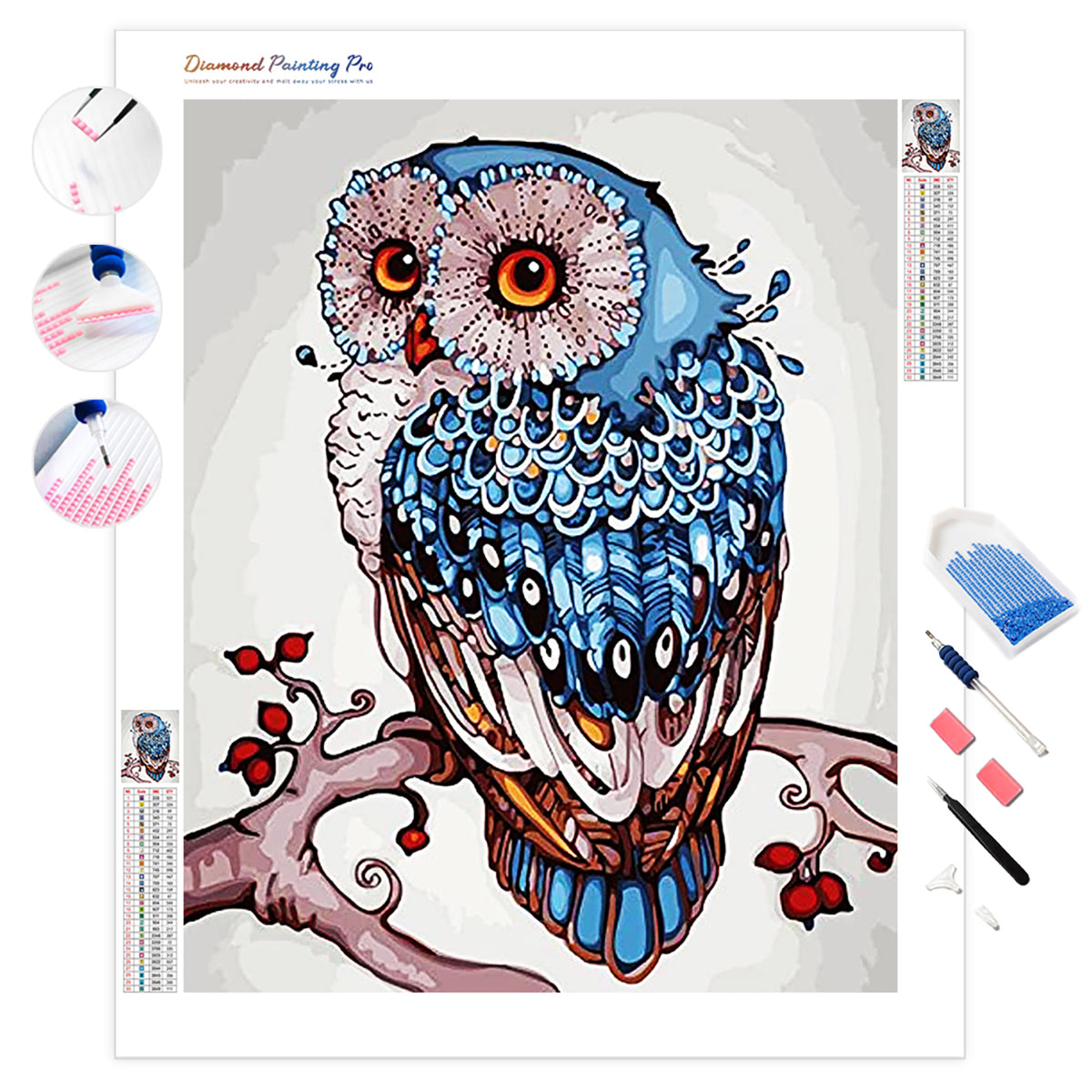 Berry Branch Mandela Owl | Diamond Painting