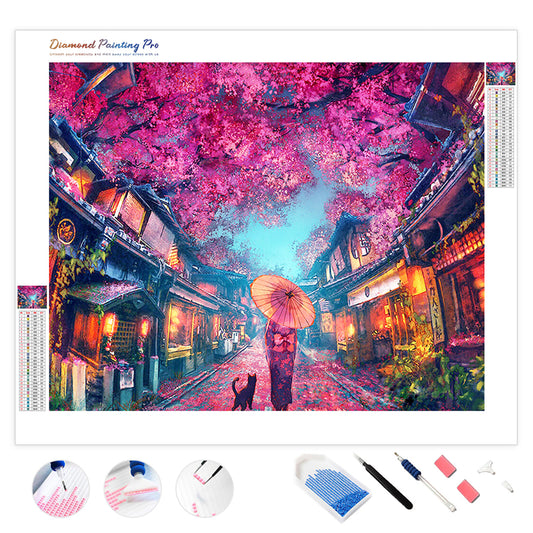 Cherry Blossoms Town | Diamond Painting