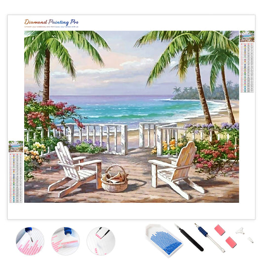 Beach Chair with Coastal View | Diamond Painting